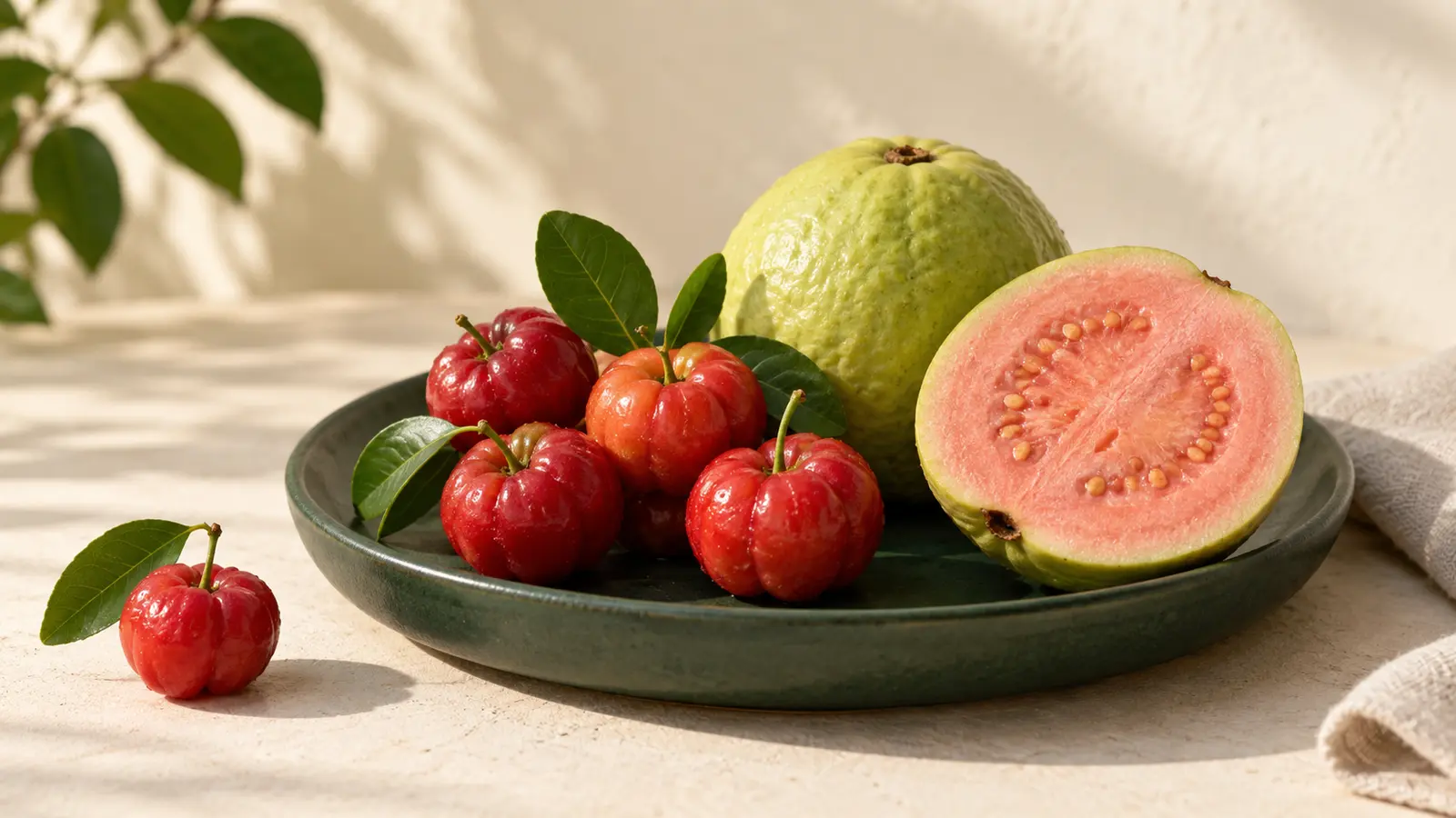An illustrative arrangement of acerola and guava